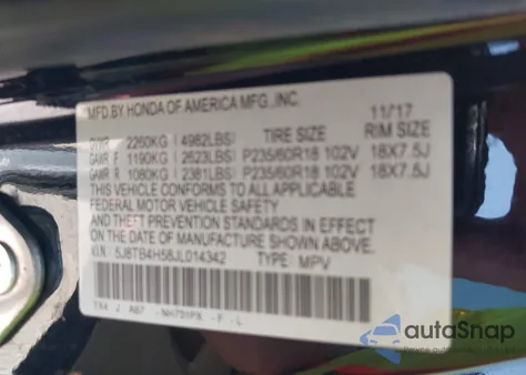 2018 Acura Rdx Technology Acurawatch Plus Packages/Technology Package из США, поврежденный, VIN 5J8TB4H58JL014342